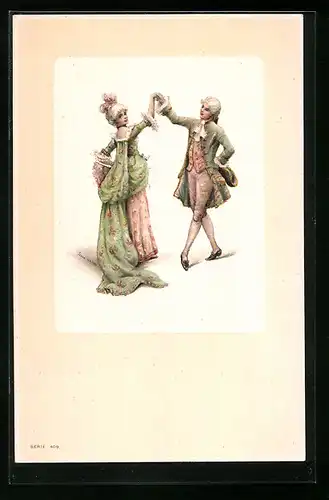 Künstler-AK Paar in passenden Kleidern beim Tanz