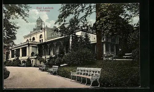 AK Bad Landeck, Kur-Haus mit Park