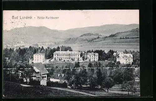 AK Bad Landeck, Militär-Kurhäuser aus der Vogelschau