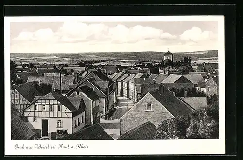 AK Weisel, Teilansicht mit Strassenpartie