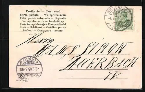 Künstler-AK Wachmann läuft einem Rennwagen hinterher