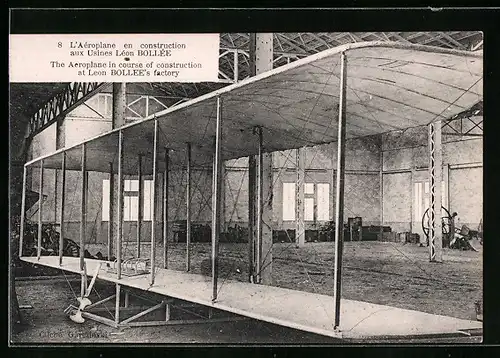 AK The Aeroplane in course of construction at Leon Bollee`s factory, Flugzeug
