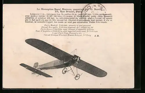 AK Le Monoplan Borel Morane, Flugzeug