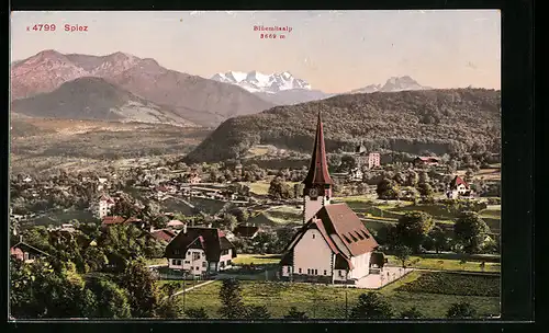 AK Spiez, Kirche und Blüemlisalp