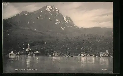 AK Hergiswil, Ortspartie mit Pilatus