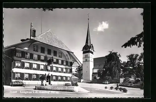 AK Langnau i. E., Gasthof Bären und Kirche