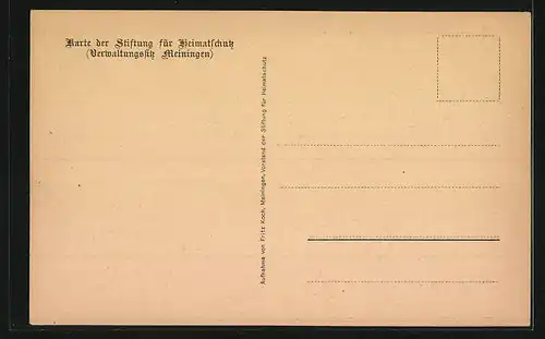 AK Gleichamberg, Blick auf ein Haus, Karte der Stiftung für Heimatschutz