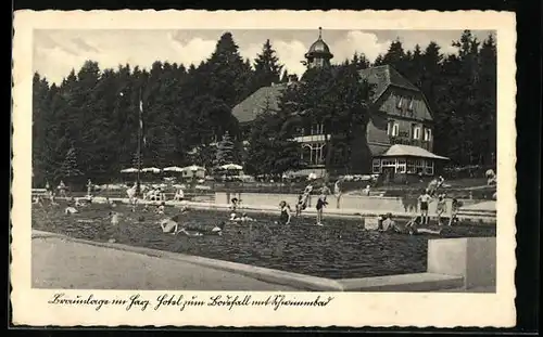 AK Braunlage im Harz, Hotel zum Bodefall mit Schwimmbad