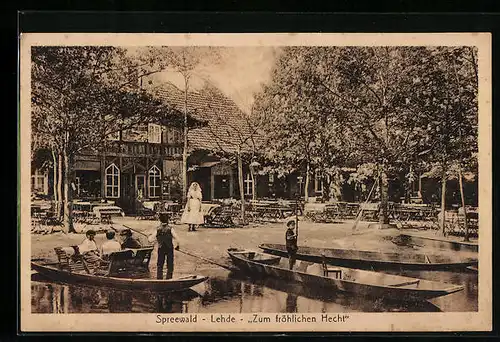 AK Lehde /Spreewald, Gasthaus Zum fröhlichen Hecht