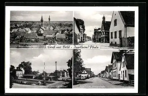 AK Böhl-Iggelheim /Pfalz, Rathauspartie, Bahnhof, Hauptstrasse