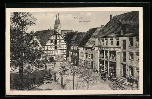 AK Soest, Ortspartie am Friedhof