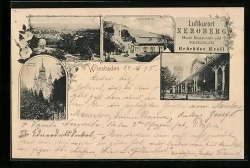 AK Wiesbaden, Hotel-Restaurant Neroberg, Ortsansicht, Zahnradbahn