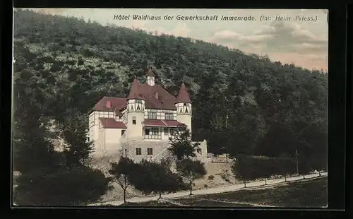 AK Immenrode, Hotel Waldhaus der Gewerkschaft Immenrode mit Strasse