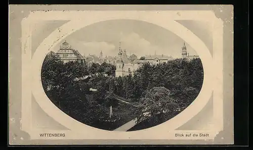 Passepartout-AK Wittenberg, Blick auf die Stadt