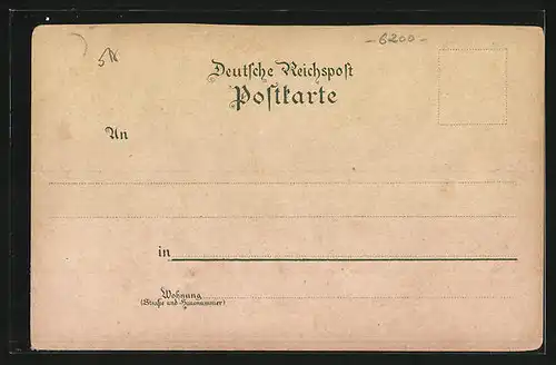 Lithographie Wiesbaden, Evangelische Kirche, Kochbrunnenplatz, Totalansicht