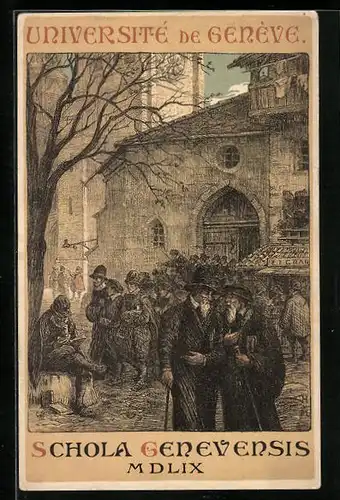 Künstler-AK Genève, Université de Genève in alter Zeit