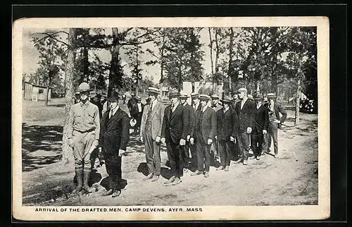 AK Ayer, MA, Camp Devens, Arrival of the drafted men, Camping