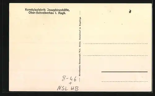 AK Ober-Schreiberhau i. Rsgb., Kunstlasfabrik Josephinenhütte, Gegr. 1842, Innenansicht