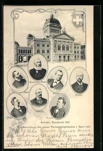 AK Bern, Schweiz. Bundesrat 1902, Deucher, Müller