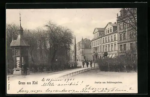 AK Kiel, Partie am Schlossgarten, Wettersäule