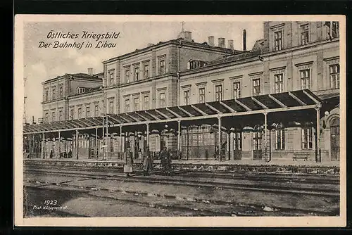AK Libau, Bahnhof von der Gleisseite