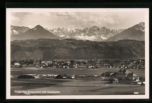 AK Klagenfurt, Panorama mit Flughafen und Koschutta