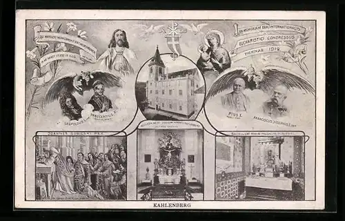 AK Wien, Kahlenberg, Eucharistischer Kongress 1912, Papst Pius X. Kaiser Franz Joseph