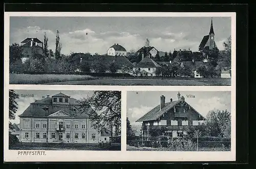 AK Pfaffstätt, Ortsansicht, Schloss, Villa
