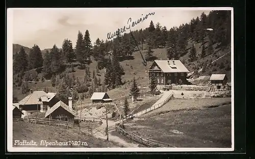 AK Flattnitz, Alpenhaus mit Bergpanorama