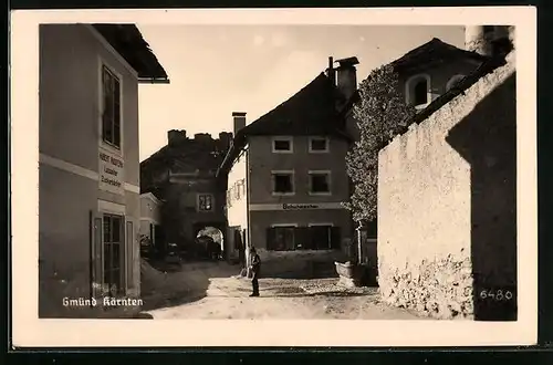 AK Gmünd, Strassenpartie mit Schuhmacher-Geschäft