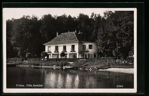 AK Velden, Villa Seeblick vom See aus
