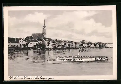 AK Pöchlarn /Niebelungengau, Dampfer auf Fluss
