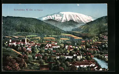 AK Scheibbs, Ortsansicht mit Ötscher