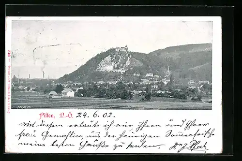 AK Pitten, Teilansicht mit Burg