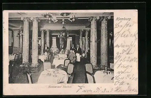 AK Hamburg, Innenansicht des Restaurant Siechen