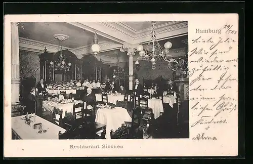 AK Hamburg, Gastraum im Restaurant Siechen