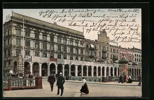 AK Hamburg, Partie an den Alster-Arcaden mit Litfasssäule