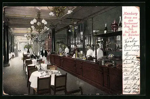 AK Hamburg-Neustadt, Restaurant Aug. Bock, Inh.: Carl Beth, Gr. Bleichen 38