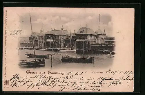 AK Hamburg-St.Georg, Alsterlust mit Booten