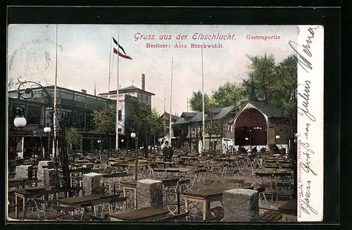 AK Hamburg-Othmarschen, Elbschlucht, Besitzer: Alex Breckwoldt, Gartenpartie