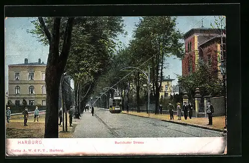 AK Harburg, Buxtehuder Strasse mit Strassenbahn