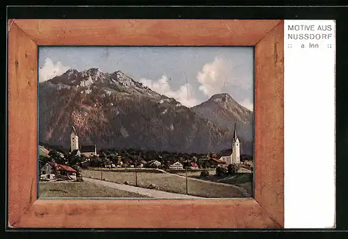 AK Nussdorf a. Inn, Ortsansicht mit Bergpanorama