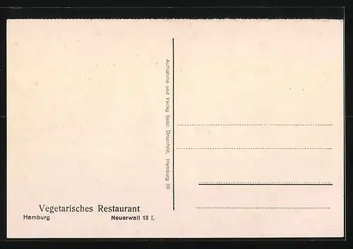 AK Hamburg-Neustadt, Speisesaal im Vegetarischen Restaurant, Neuerwall 13