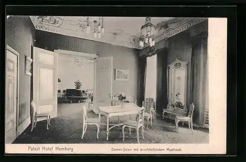 AK Hamburg-Neustadt, Damen-Salon mit anschliessendem Musiksaal im Palast Hotel