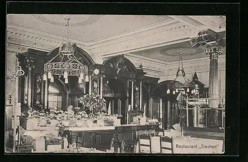 AK Hamburg, Innenansicht des Restaurant Siechen