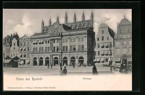 AK Rostock, Rathaus mit Geschäften