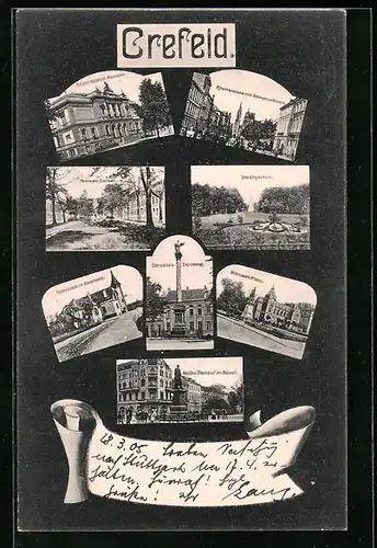 AK Crefeld, Stadtgarten, Rheinstrasse, Ostwall