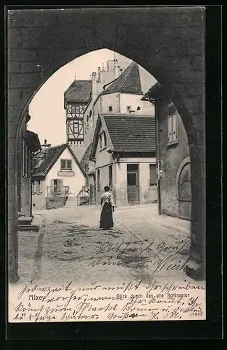 AK Alzey, Strassenpartie Altes Schlosstor