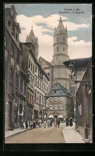 AK Worms a.R., Domblick von der Hagenstrasse