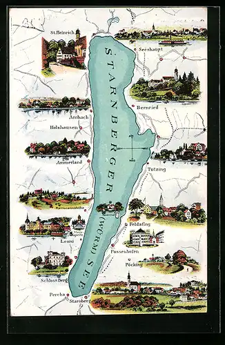 AK Starnberg, Starnberger See auf Landkarte